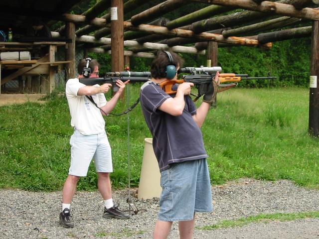Barry with AR-15, Doug with Dragunov