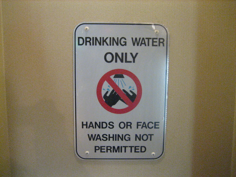 "Drinking water only.  Hands or face washing prohibited."