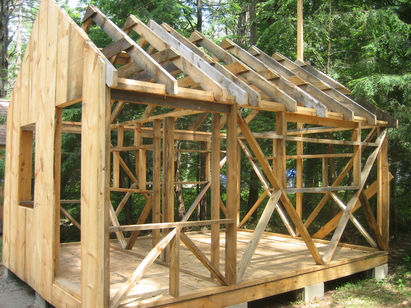 Camp cabin being built.