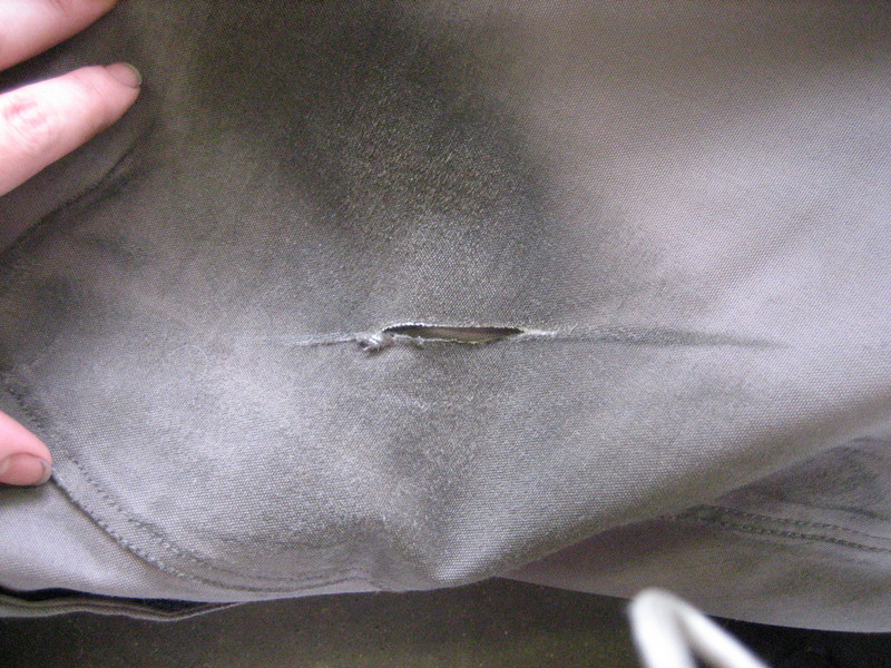 Aerostich Roadcrafter race track crash damage.