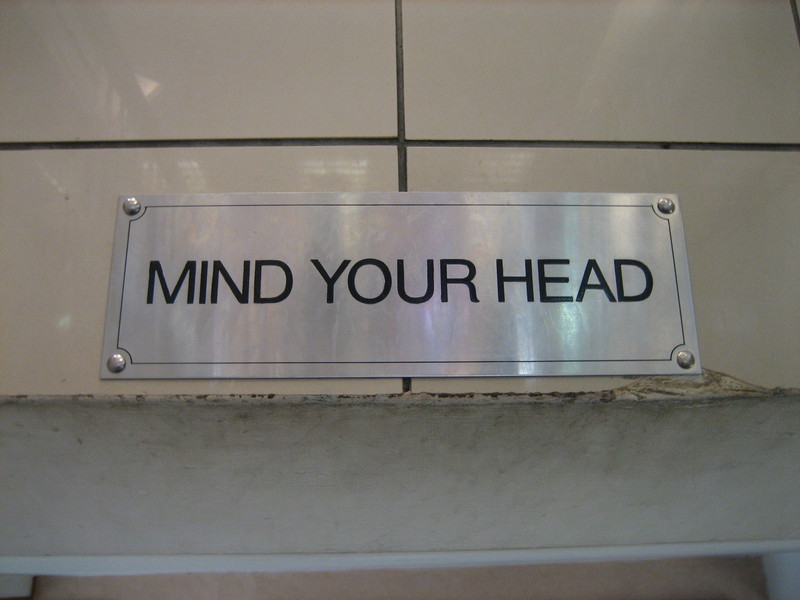 "mind your head" sign at McDonalds
