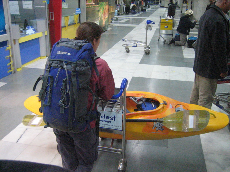 European going home with her kayak