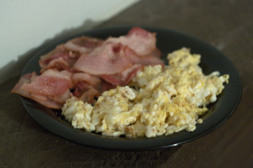 Dinner: Eggs cooked in bacon grease