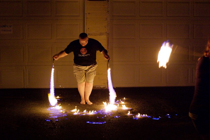 Fire spinning.