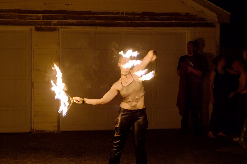 Fire spinning.
