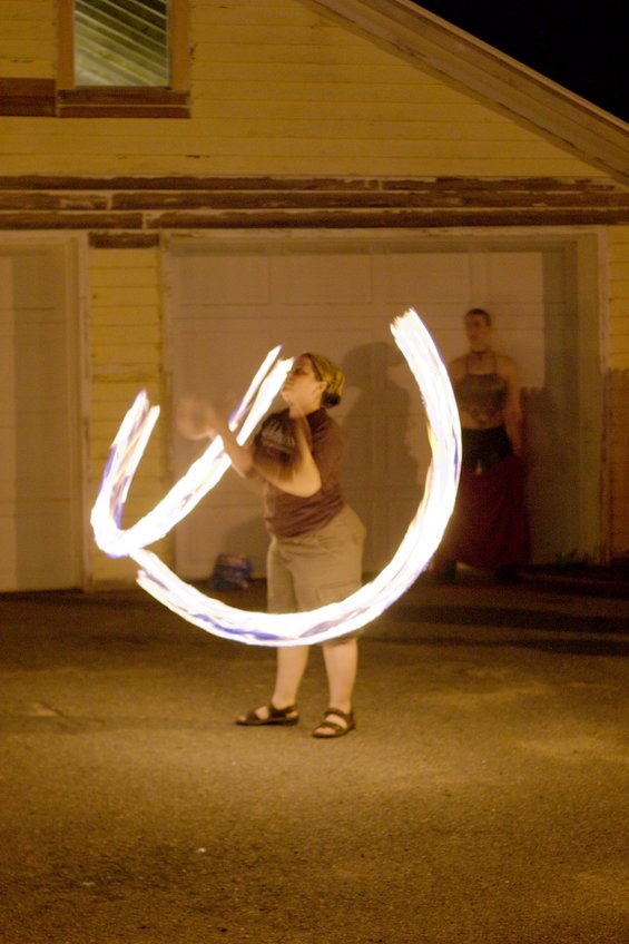 Fire spinning.