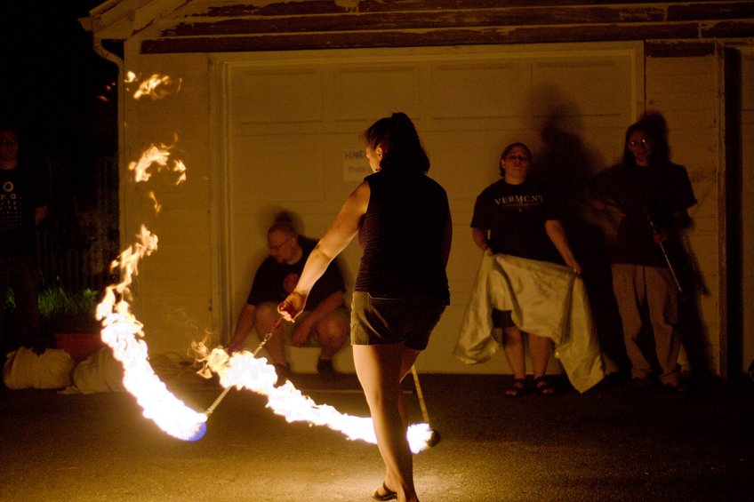 Fire spinning.