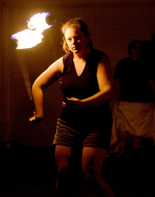 Fire spinning.
