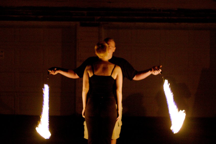 Fire spinning.