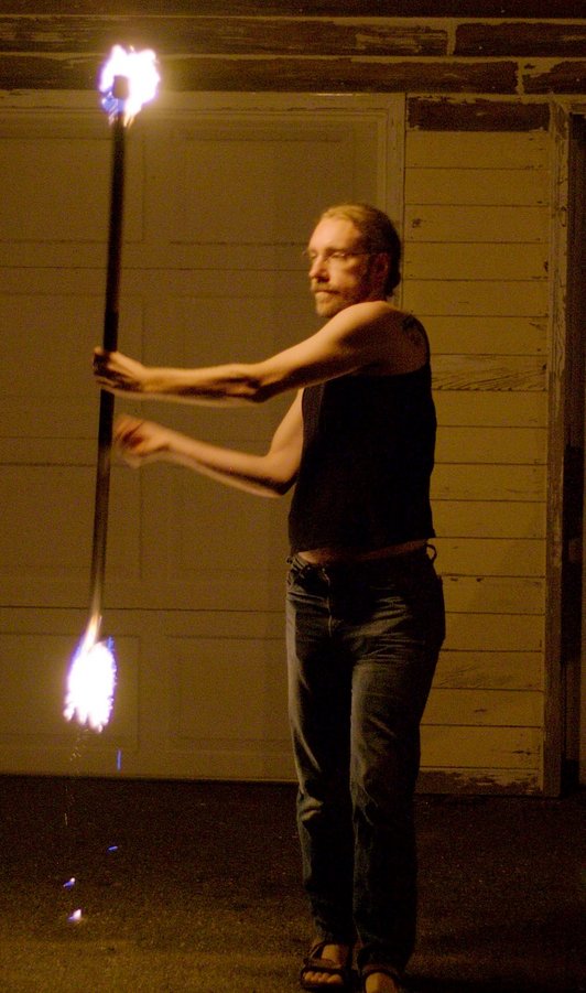 Fire spinning.