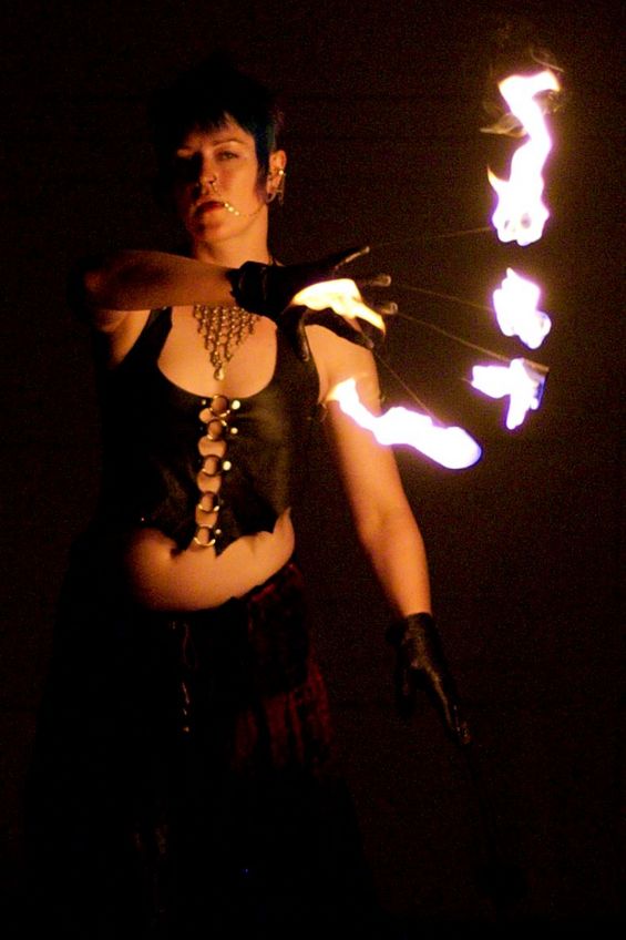 Fire spinning.