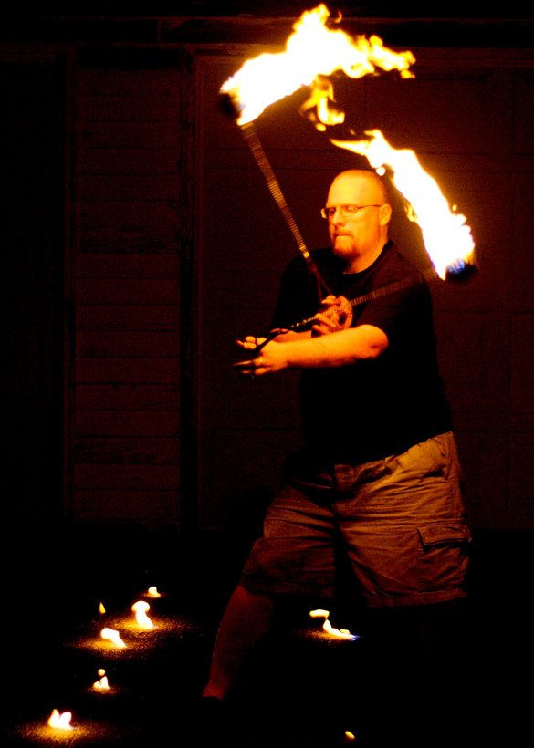 Fire spinning.
