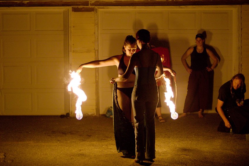 Fire spinning.