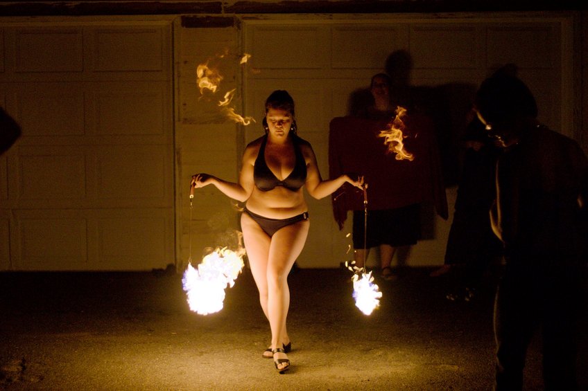 Fire spinning.