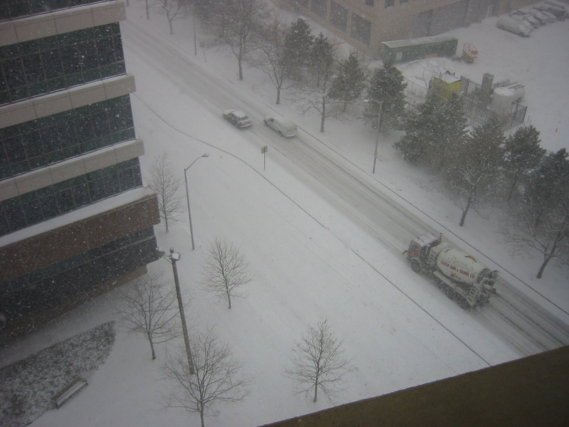 snowy Cambridge, from work