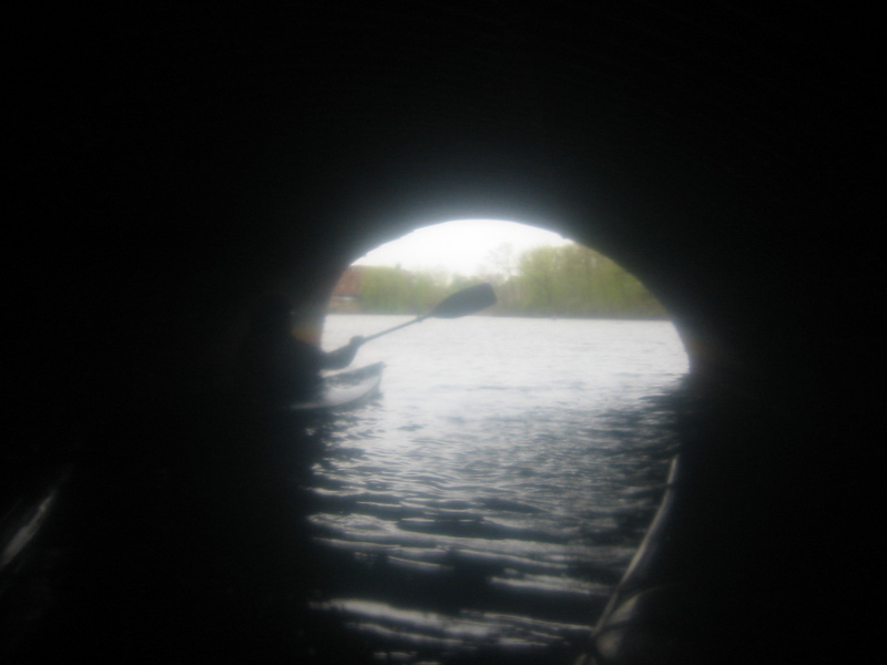 kayaking through a tunnel