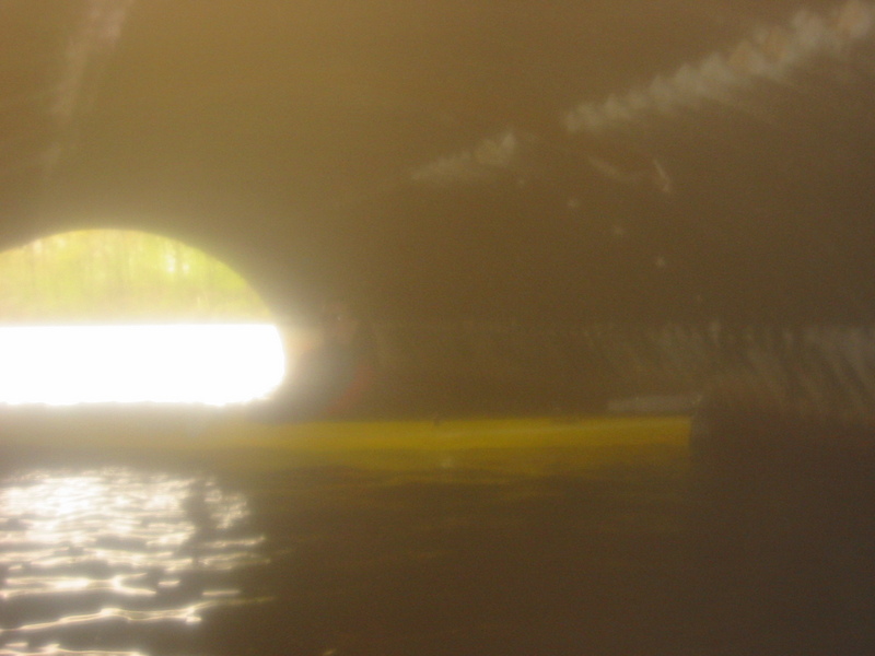 Darxus in kayak in tunnel