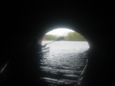 kayaking through a tunnel